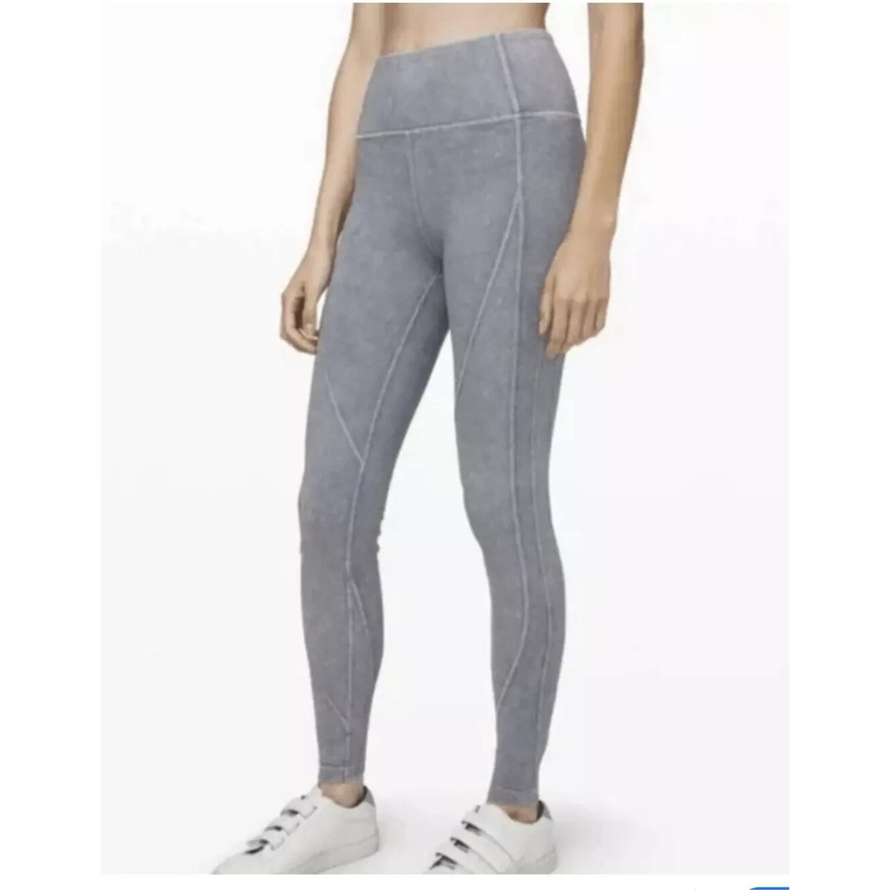 Lululemon Barre 3 Wunder Under Gray High Waisted Moto Ankle Legging Women 6